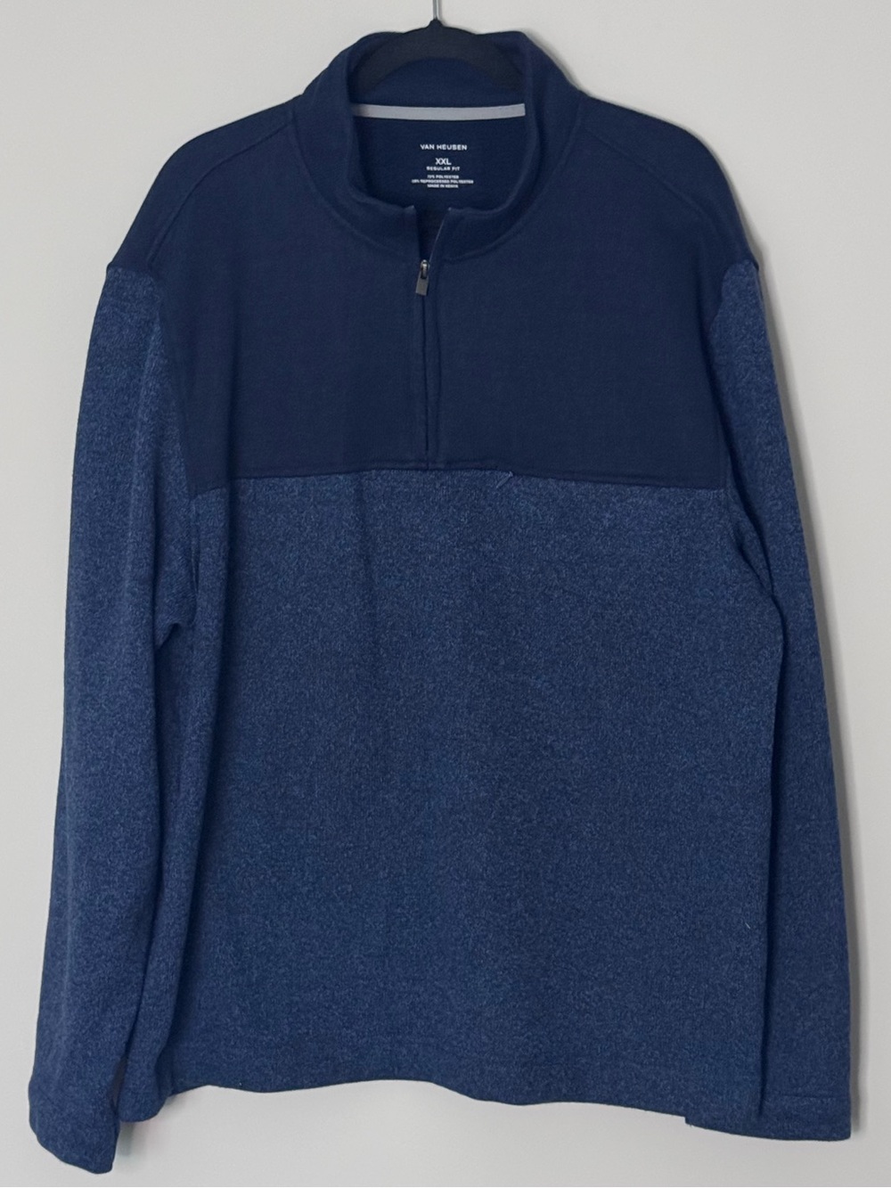 Van Heusen Men’s XXL Quarter Zip Pullover NWOT Blue Zipper Chest Pocket